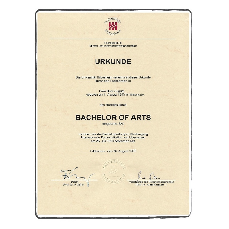 Certified Translation Diploma & University degreeACS