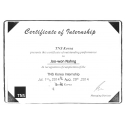 Internship certificate EN English South Korea